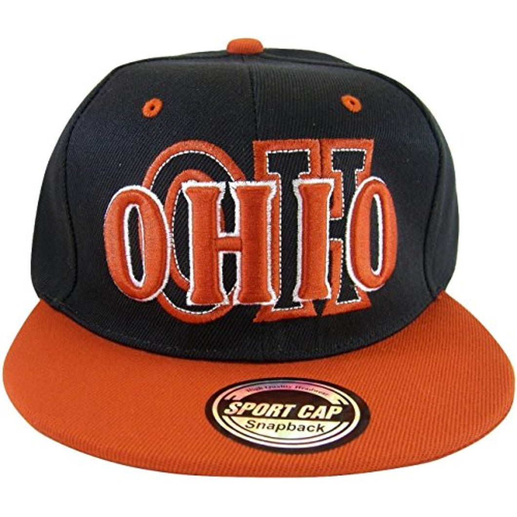 Ohio Wave Style Men's Adjustable Snapback Baseball Cap (Black/Red)