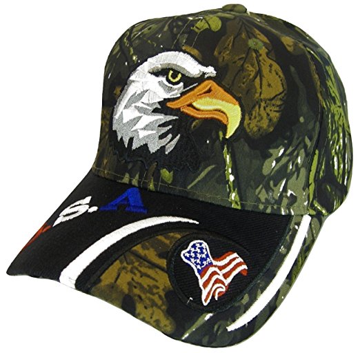 USA Men's Patriotic Eagle Adjustable Baseball Cap (USA/Flag Camouflage)