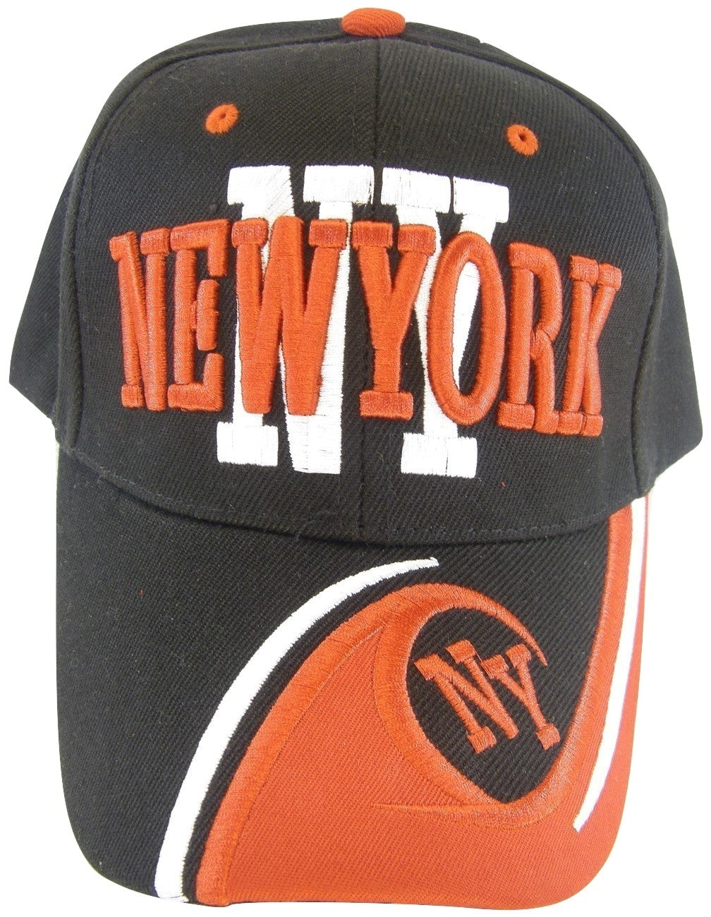 New York City Men's NY Wave Pattern Adjustable Baseball Cap (Black/Red)