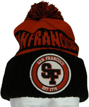 San Francisco Ribbed Cuff Knit Winter Hat Pom Beanie (Black/Red)