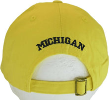 Michigan Buckle Back Adjustable Cotton Baseball Cap (Gold/Dark Blue Script)