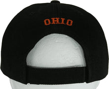 Ohio Block and Script Lettering Baseball Cap with Embroidered Bill (Black/Red)