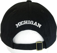 Michigan Buckle Back Adjustable Cotton Baseball Cap (Black/White Script)