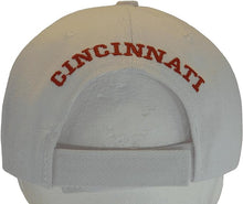 Cincinnati City Name Block and Script Lettering Baseball Cap with Embroidered Bill (White/Red)