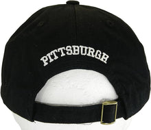 Pittsburgh City Name Buckle Back Adjustable Cotton Baseball Cap (Black/White Script)