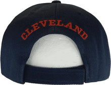 Cleveland City Name Block and Script Lettering Baseball Cap with Embroidered Bill (Navy/Red)