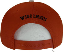 Wisconsin Diagonal Split Color Font Snapback Baseball Cap (Red/Black)