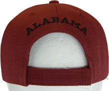 Alabama Block and Script Lettering Baseball Cap with Embroidered Bill (Crimson/Black)