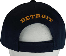 Detroit City Name Block and Script Lettering Baseball Cap with Embroidered Bill (Navy/Orange)