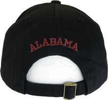 Alabama Buckle Back Adjustable Cotton Baseball Cap (Black/Crimson Script)