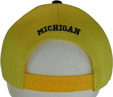 Michigan Diagonal Split Color Font Snapback Baseball Cap (Gold/Dark Blue)