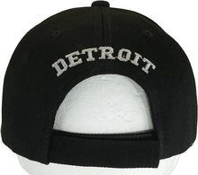 Detroit City Name Block and Script Lettering Baseball Cap with Embroidered Bill (Black/Gray)