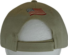 American Flag and Eagle Baseball Cap with Embroidered Bill (Khaki/Black)