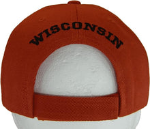 Wisconsin Block and Script Lettering Baseball Cap with Embroidered Bill (Red/Black)