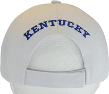 Kentucky Block and Script Lettering Baseball Cap with Embroidered Bill (White/Royal)