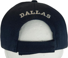 Dallas City Name Block and Script Lettering Baseball Cap with Embroidered Bill (Navy/Gray)