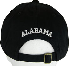 Alabama Buckle Back Adjustable Cotton Baseball Cap (Black/White Script)