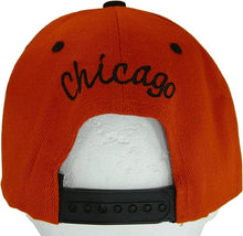 Chicago City Name Offset Script Snapback Baseball Cap (Red/Black)