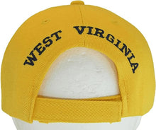 West Virginia Block and Script Lettering Baseball Cap with Embroidered Bill (Gold/Dark Blue)