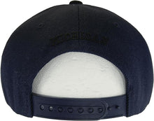 Michigan Diagonal Split Color Font Snapback Baseball Cap (Dark Blue/Black)