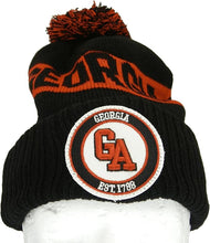 Georgia Ribbed Cuff Knit Winter Hat Pom Beanie (Red/Black)