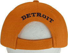 Detroit City Name Block and Script Lettering Baseball Cap with Embroidered Bill (Orange/Navy)