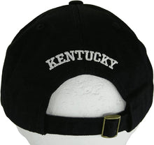 Kentucky Buckle Back Adjustable Cotton Baseball Cap (Black/White Script)