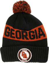 Georgia Ribbed Cuff Knit Winter Hat Pom Beanie (Red/Black)