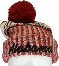 Alabama Plush Lined Embroidered Winter Knit Pom Beanie Hat (Crimson/Black)