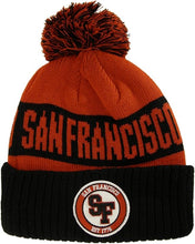 San Francisco Ribbed Cuff Knit Winter Hat Pom Beanie (Black/Red)