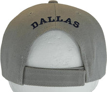 Dallas City Name Block and Script Lettering Baseball Cap with Embroidered Bill (Gray/Navy)