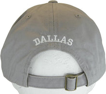 Dallas City Name Buckle Back Adjustable Cotton Baseball Cap (Gray/White Script)