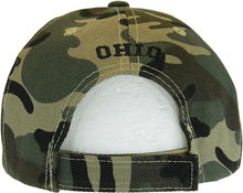 Ohio Block and Script Lettering Baseball Cap with Embroidered Bill (Military Camo/Black)