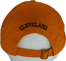 Cleveland City Name Buckle Back Adjustable Cotton Baseball Cap (Orange/Brown Script)