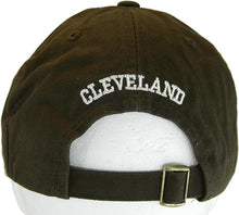 Cleveland City Name Buckle Back Adjustable Cotton Baseball Cap (Brown/White Script)