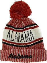 Alabama Plush Lined Embroidered Winter Knit Pom Beanie Hat (Crimson/Black)