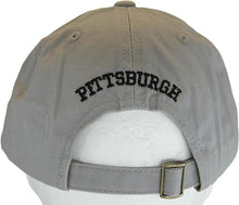 Pittsburgh City Name Buckle Back Adjustable Cotton Baseball Cap (Gray/Black Script)