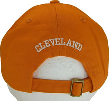 Cleveland City Name Buckle Back Adjustable Cotton Baseball Cap (Orange/White Script)