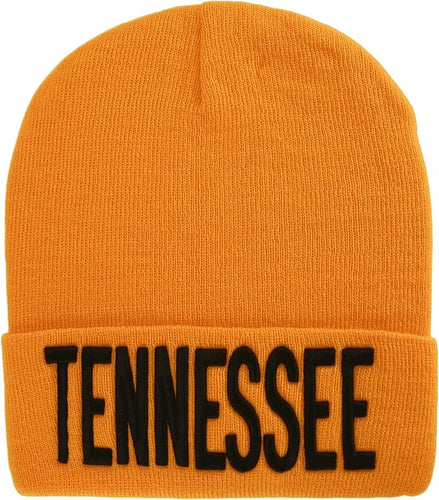 Tennessee Adult Size Winter Knit Cuffed Beanie Hat (Orange/Black)