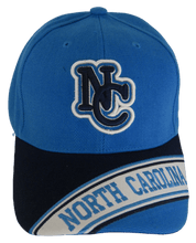 North Carolina Men's Banner on Bill Adjustable Baseball Cap (Teal/Navy Blue)