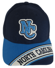 North Carolina Men's Banner on Bill Adjustable Baseball Cap (Navy Blue/Teal)