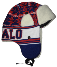 Buffalo City Name Adult Size Fleece Lined Trapper Hat with Ear Flaps (Royal/Red)