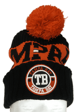 Tampa Bay City Name Three Stripe Circular Patch Pom Beanie Winter Hat (Black/Red)