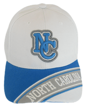 North Carolina Men's Banner on Bill Adjustable Baseball Cap (White/Teal)