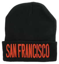 San Francisco Adult Size Winter Knit Cuffed Beanie Hat (Black)