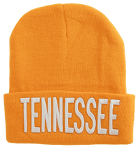 Tennessee Adult Size Winter Knit Cuffed Beanie Hat (Orange/White)