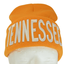 Tennessee Adult Size Winter Knit Cuffed Beanie Hat (Orange/White)