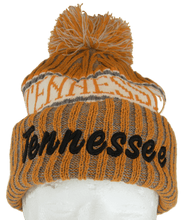 Tennessee Plush Lined Embroidered Winter Knit Pom Beanie Hat (Orange/Gray/Black)