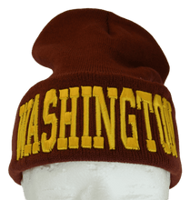 Washington City Name Adult Size Winter Knit Cuffed Beanie Hat (Burgundy/Gold)