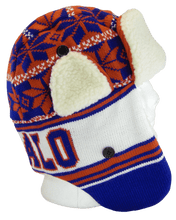 Buffalo City Name Adult Size Fleece Lined Trapper Hat with Ear Flaps (Royal/Red)